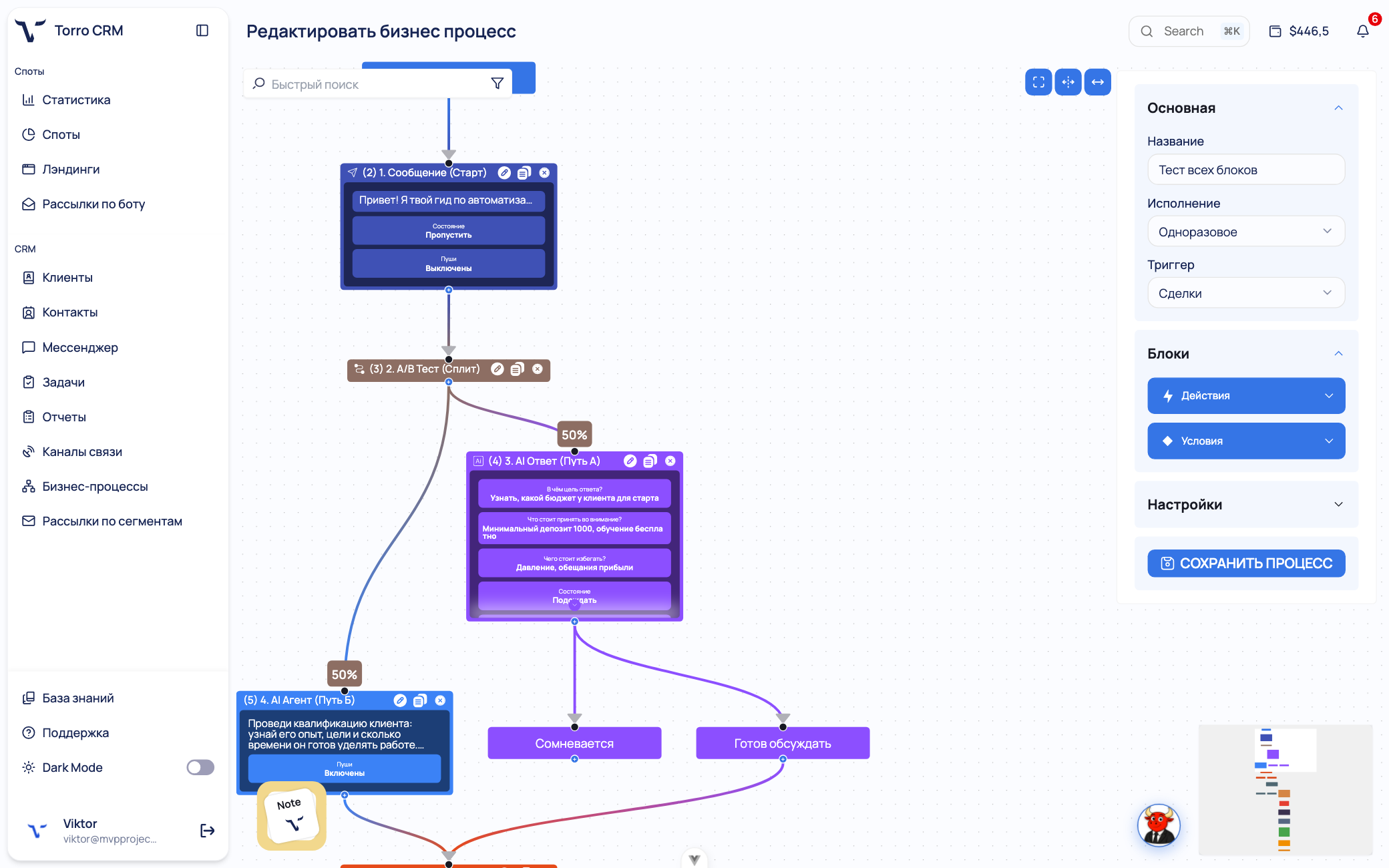Конструктор автоматизаций Torro CRM