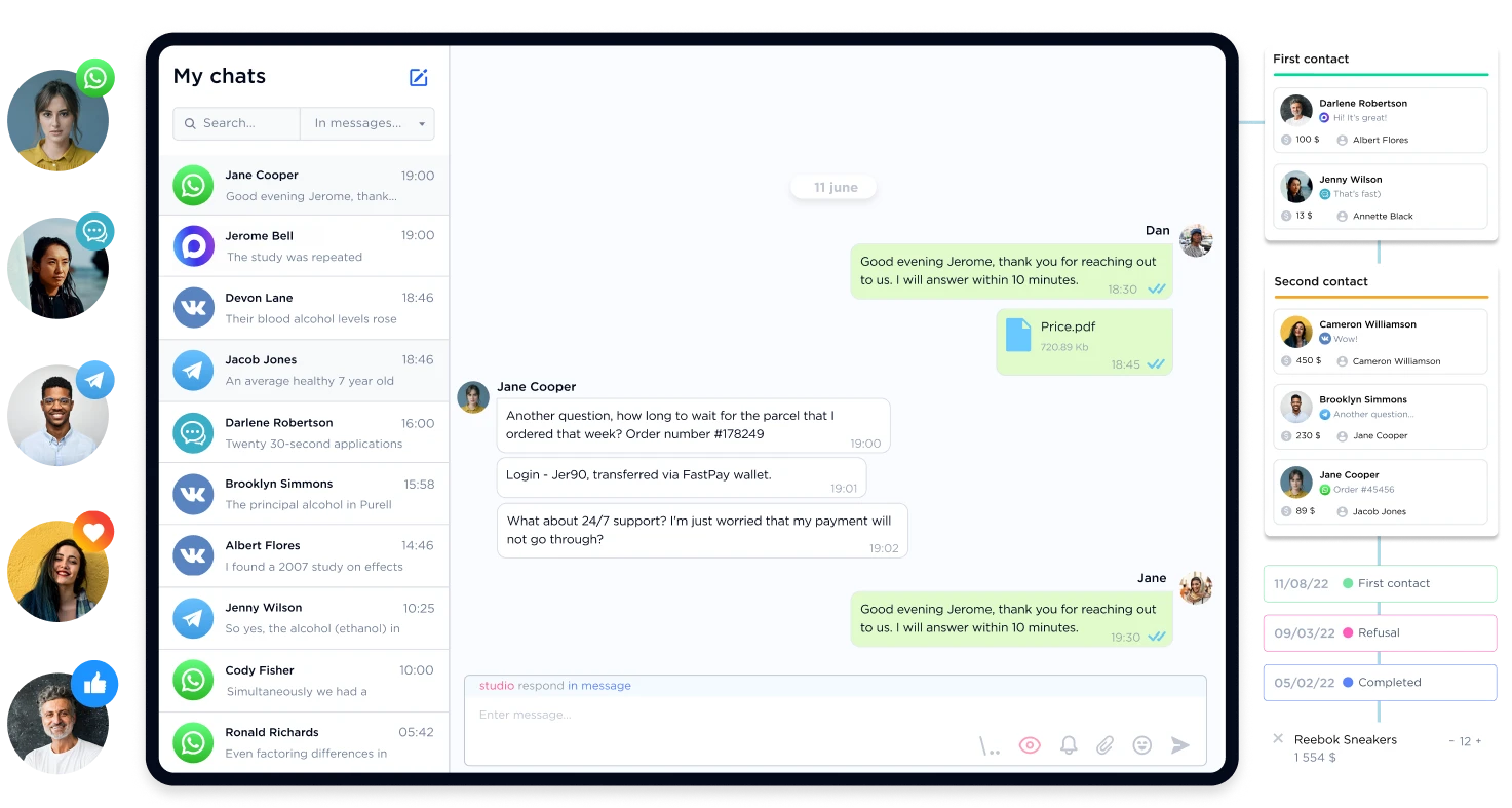 Единый inbox Umnico: диалоги из мессенджеров и соцсетей в одном окне
