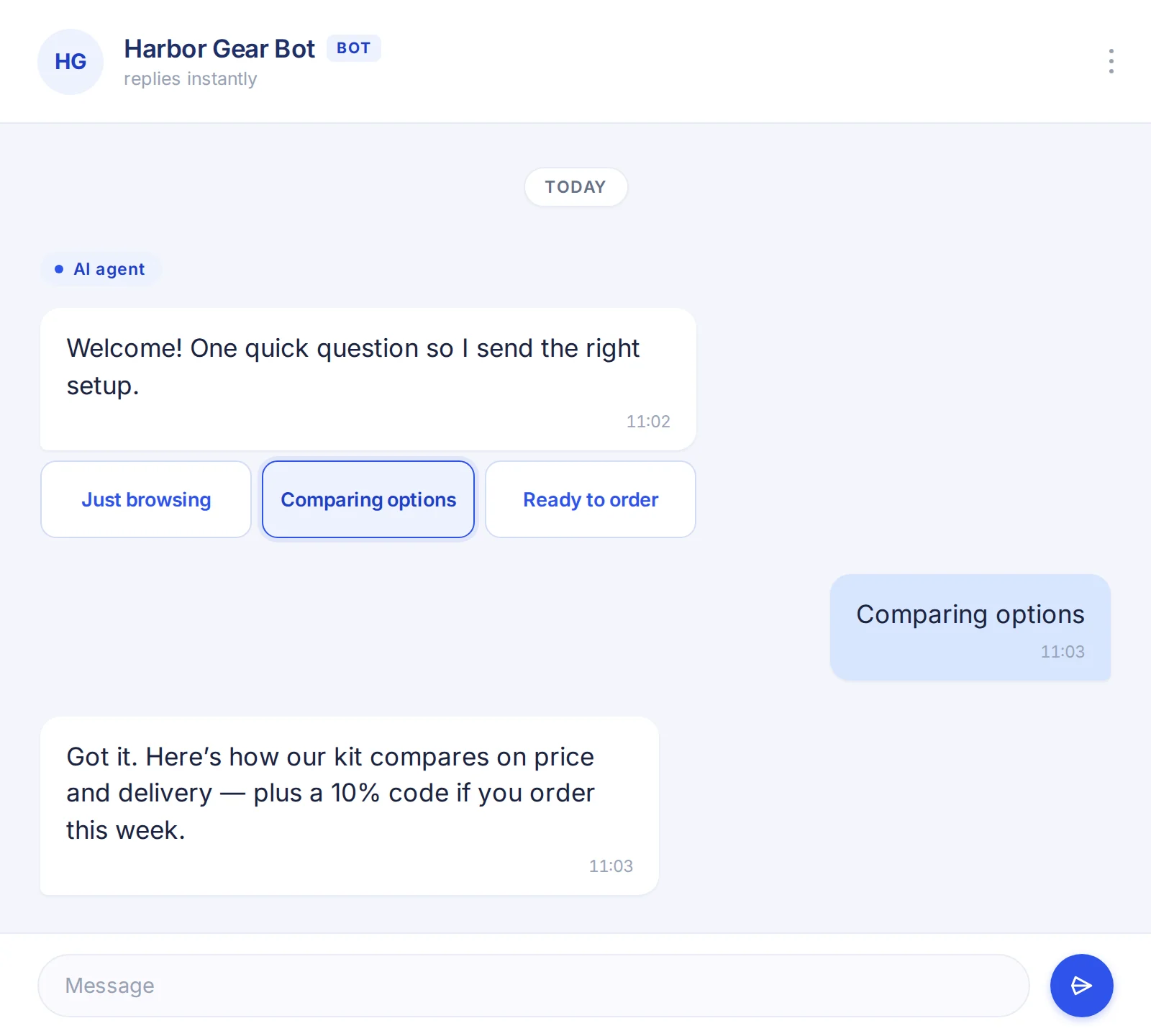 ai sales chatbot for telegram qualifying a lead with inline buttons